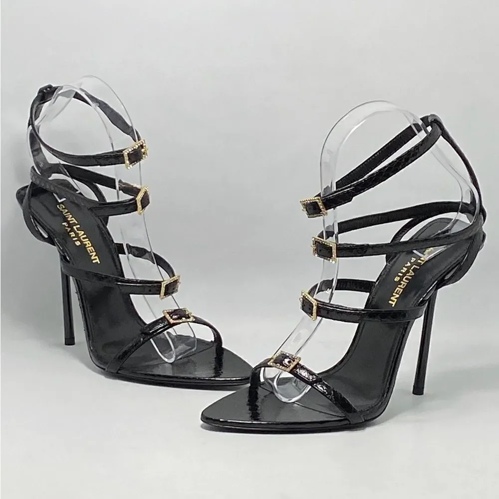 Saint Laurent Nuit Sandals In Lacquered Ayers size 37